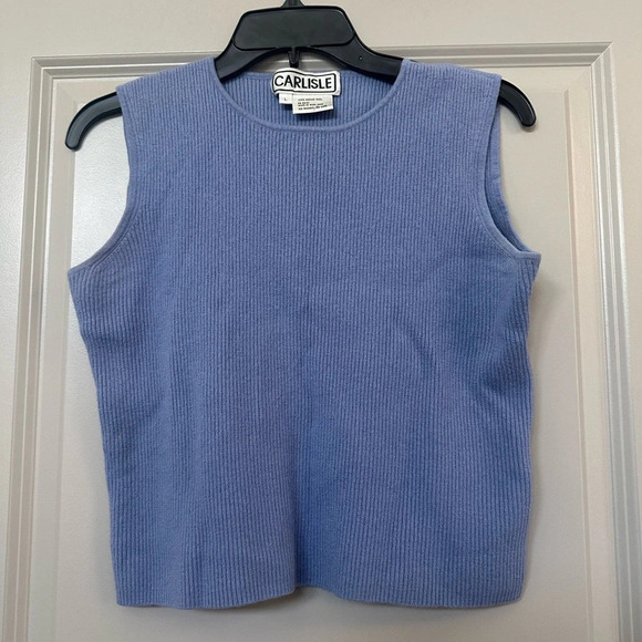 Carlisle Tops - Carlisle Blue Wool Sleeveless Top
